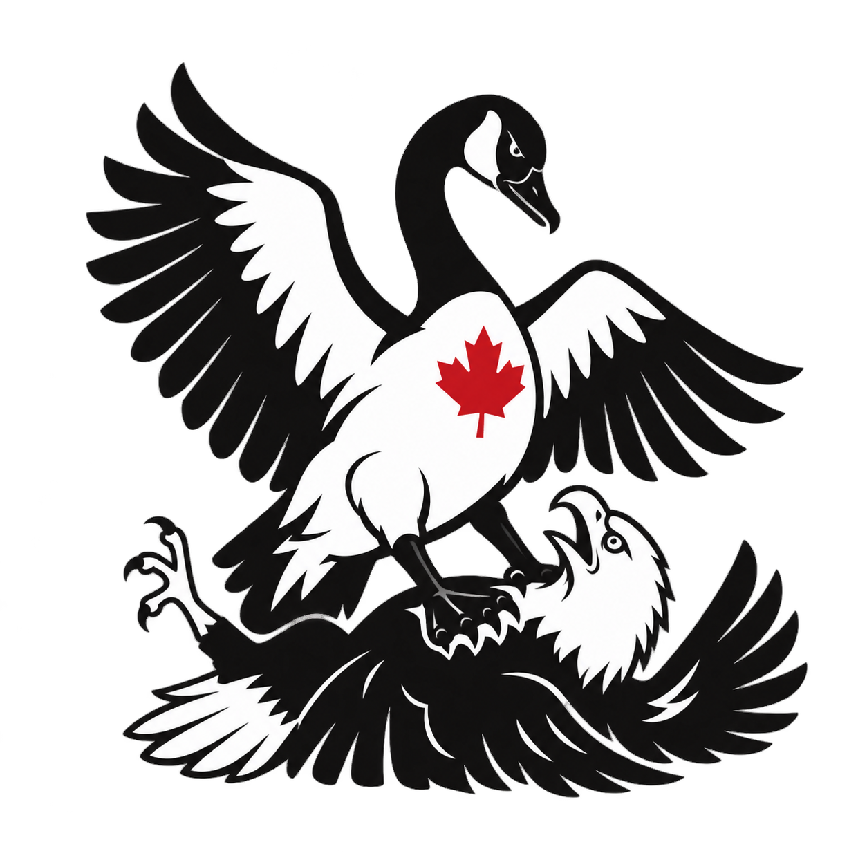 The Dominant Goose emblem: a Canada goose holding its ground over a bald eagle, with maple-leaf detail.